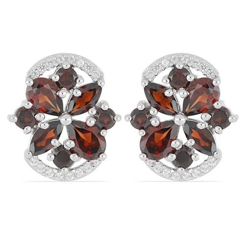STERLING SILVER NATURAL GARNET GEMSTONE EARRINGS